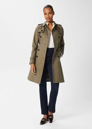 Saskia Water Resistant Trench Coat, Olive Green, hi-res