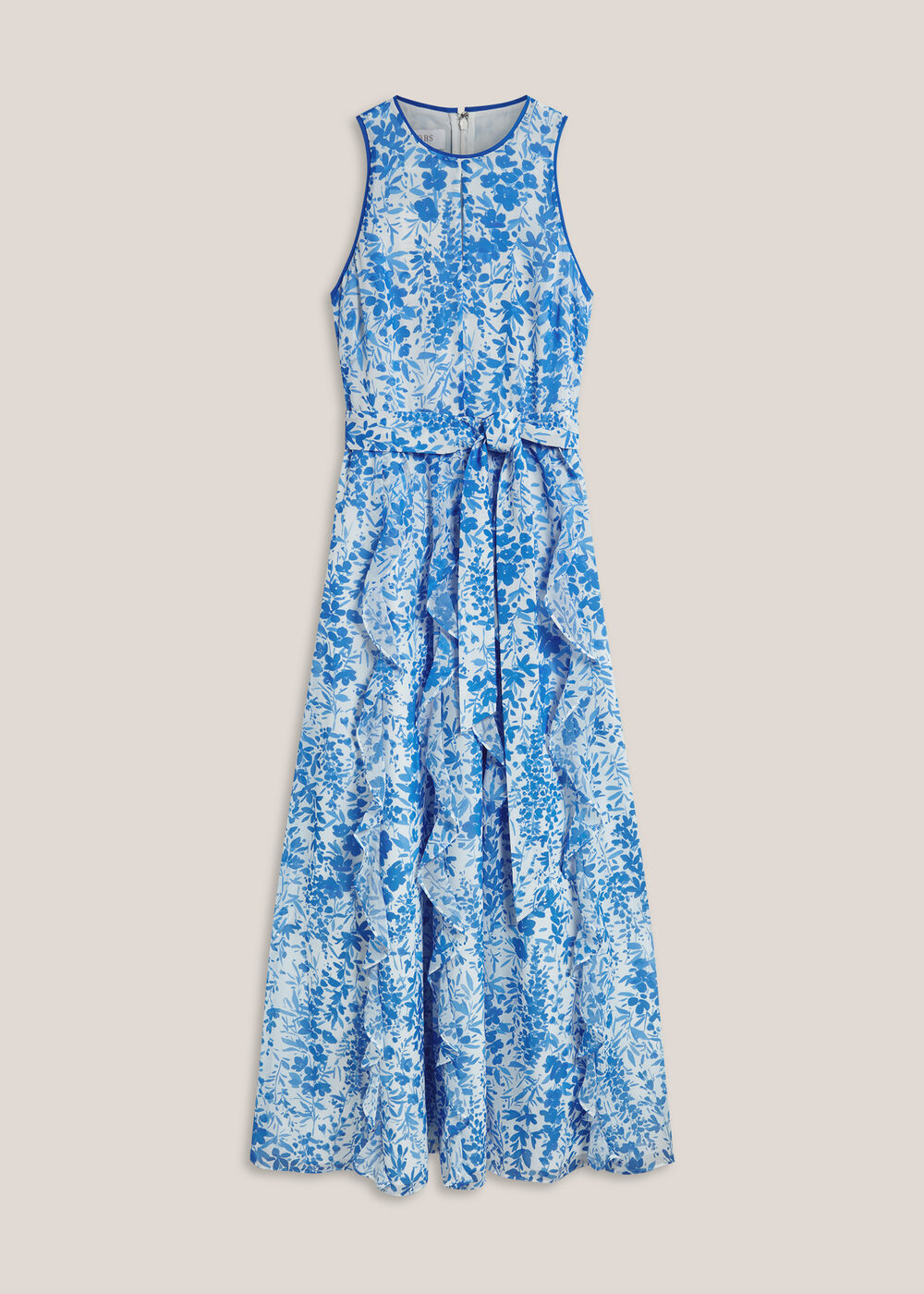 Taryn Ruffle Maxi Dress, Ivory Blue, hi-res