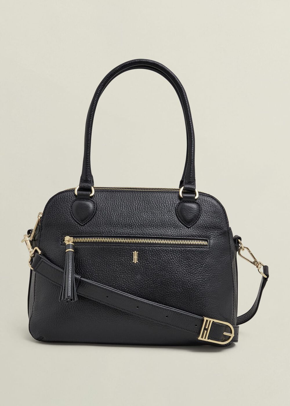 Carlton Large Leather Crossbody Bag, Black, hi-res