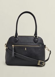 Carlton Large Leather Crossbody Bag, Black, hi-res