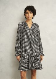 Hewlett Geo Mini Dress, Black Cream, hi-res