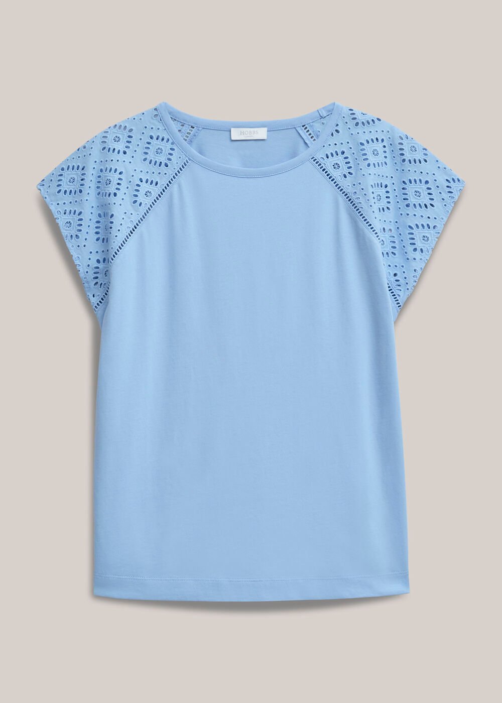 Ivana Cotton Broderie Top, Maya Blue, hi-res