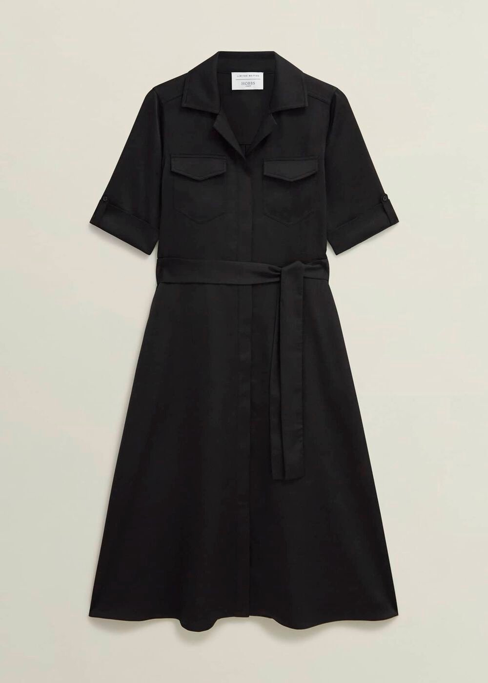 Towneley Satin Dress, Black, hi-res