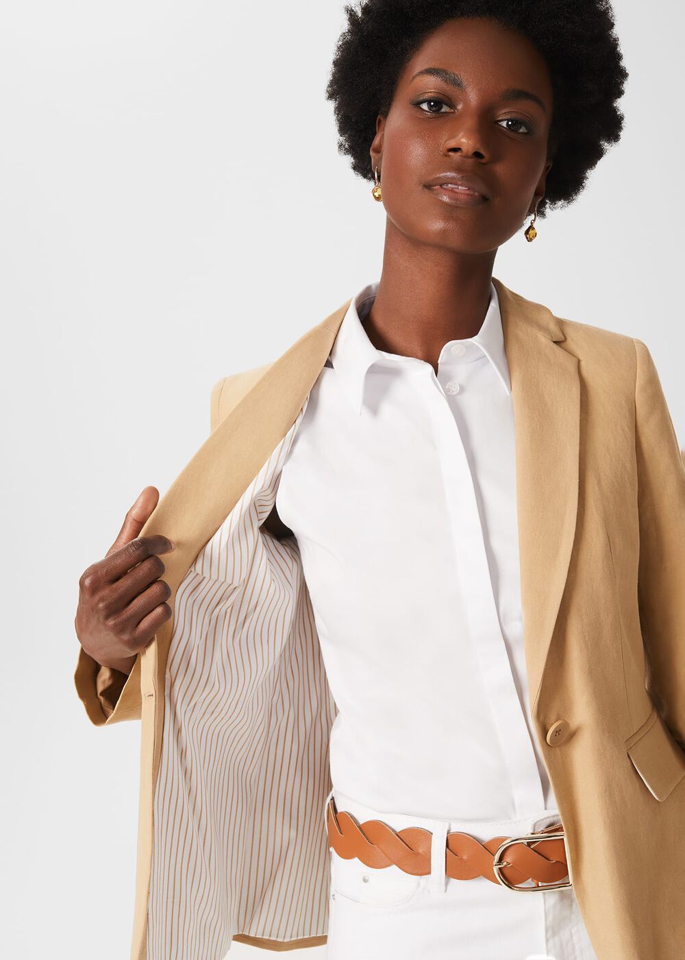 Trent Silk Linen Jacket, Neutral, hi-res
