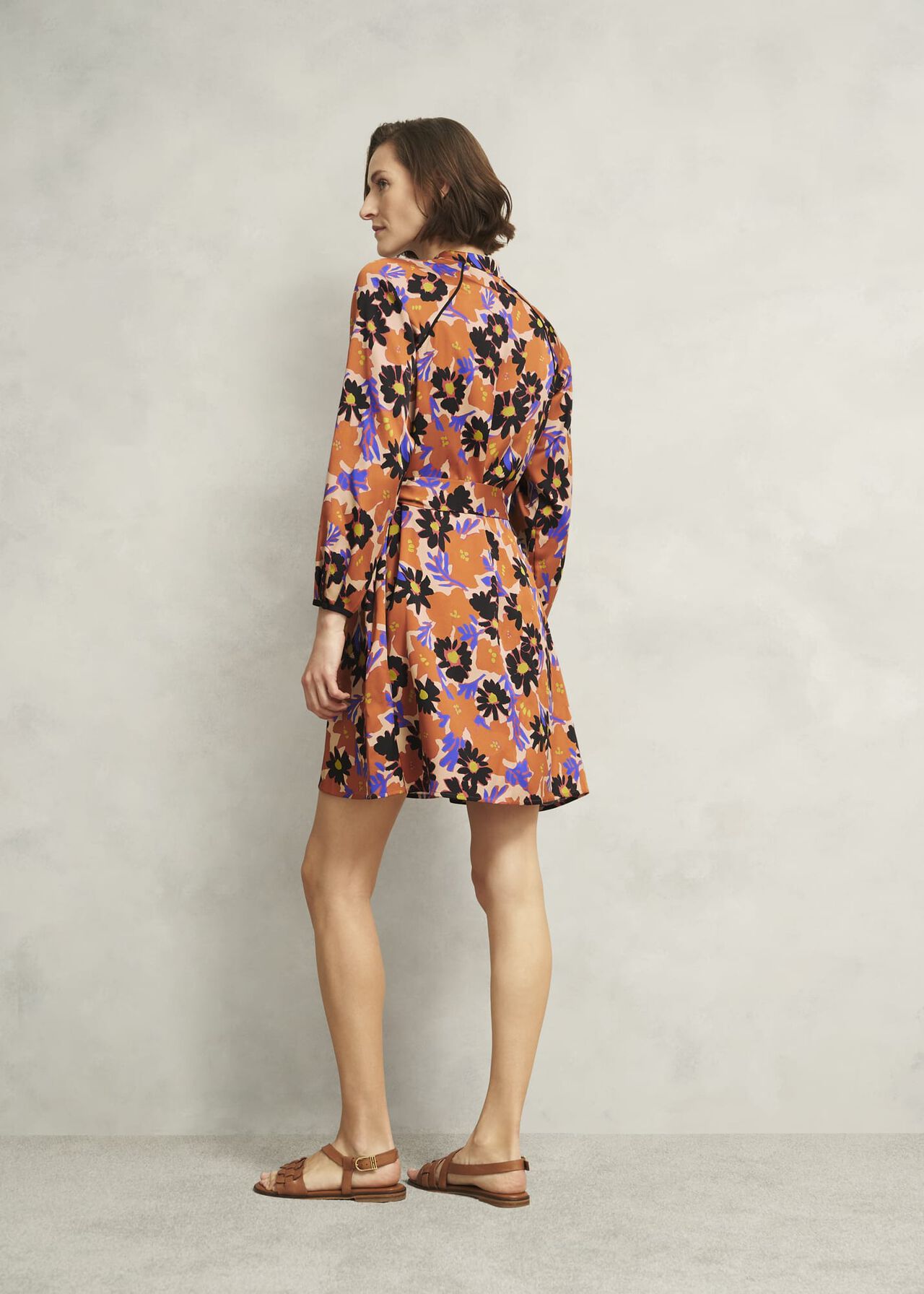 Coworth Floral Tie-Waist Mini Dress, Beige Multi, hi-res