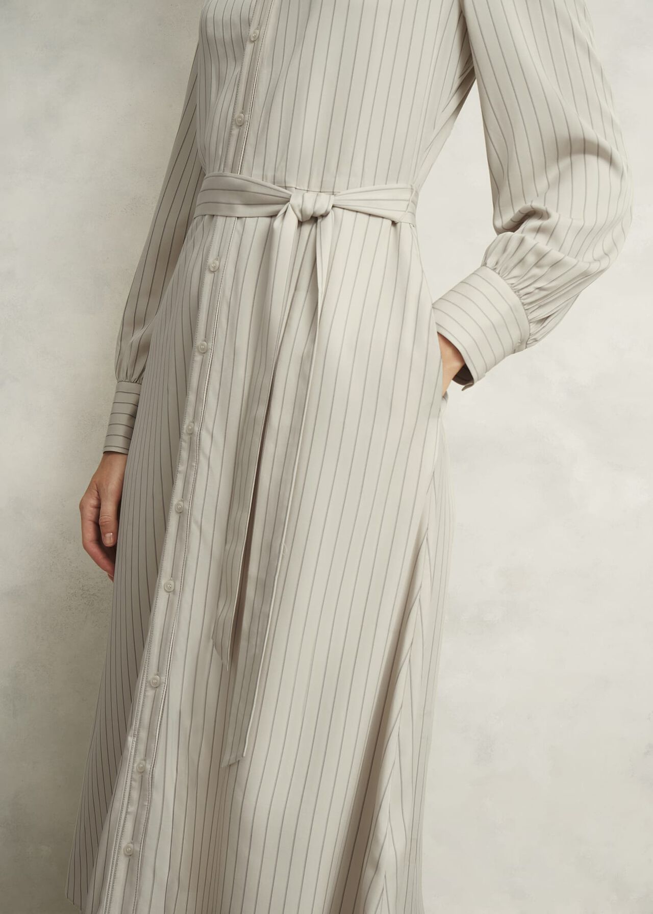 Neutral Eleanor Stripe Shirt Dress, Soft Beige, hi-res