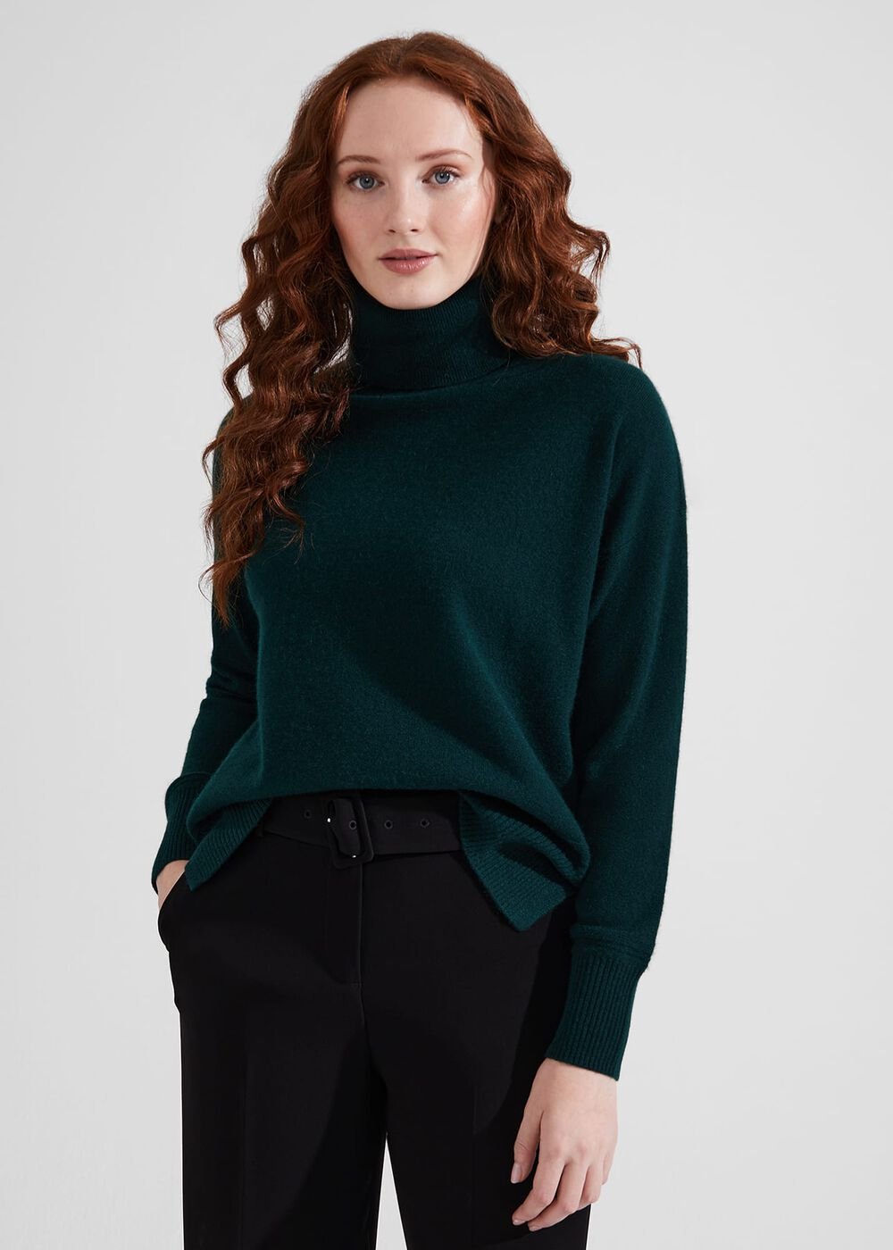 Delora Cashmere Roll Neck Sweater, Hawthorn Green, hi-res