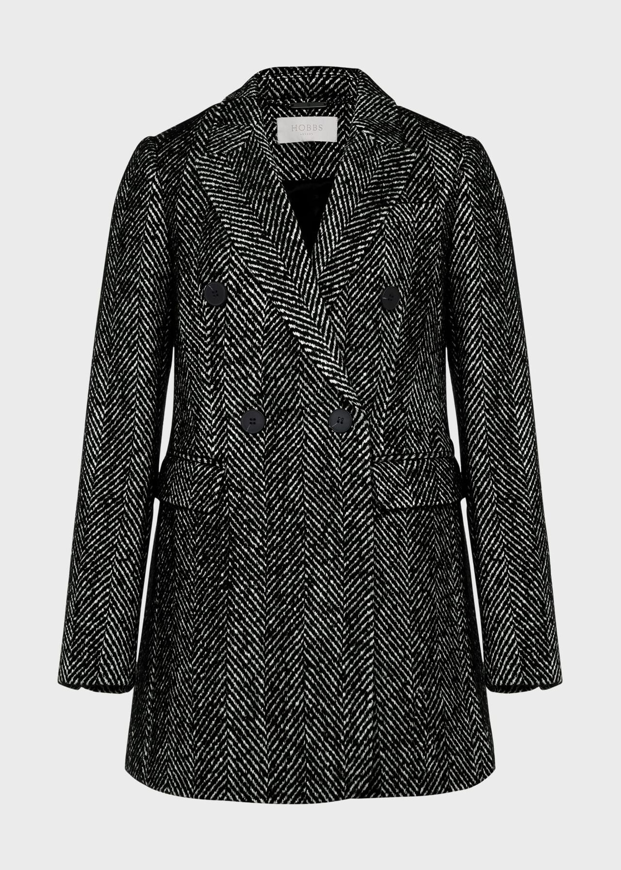 Skye Coat With Wool, Black White, hi-res