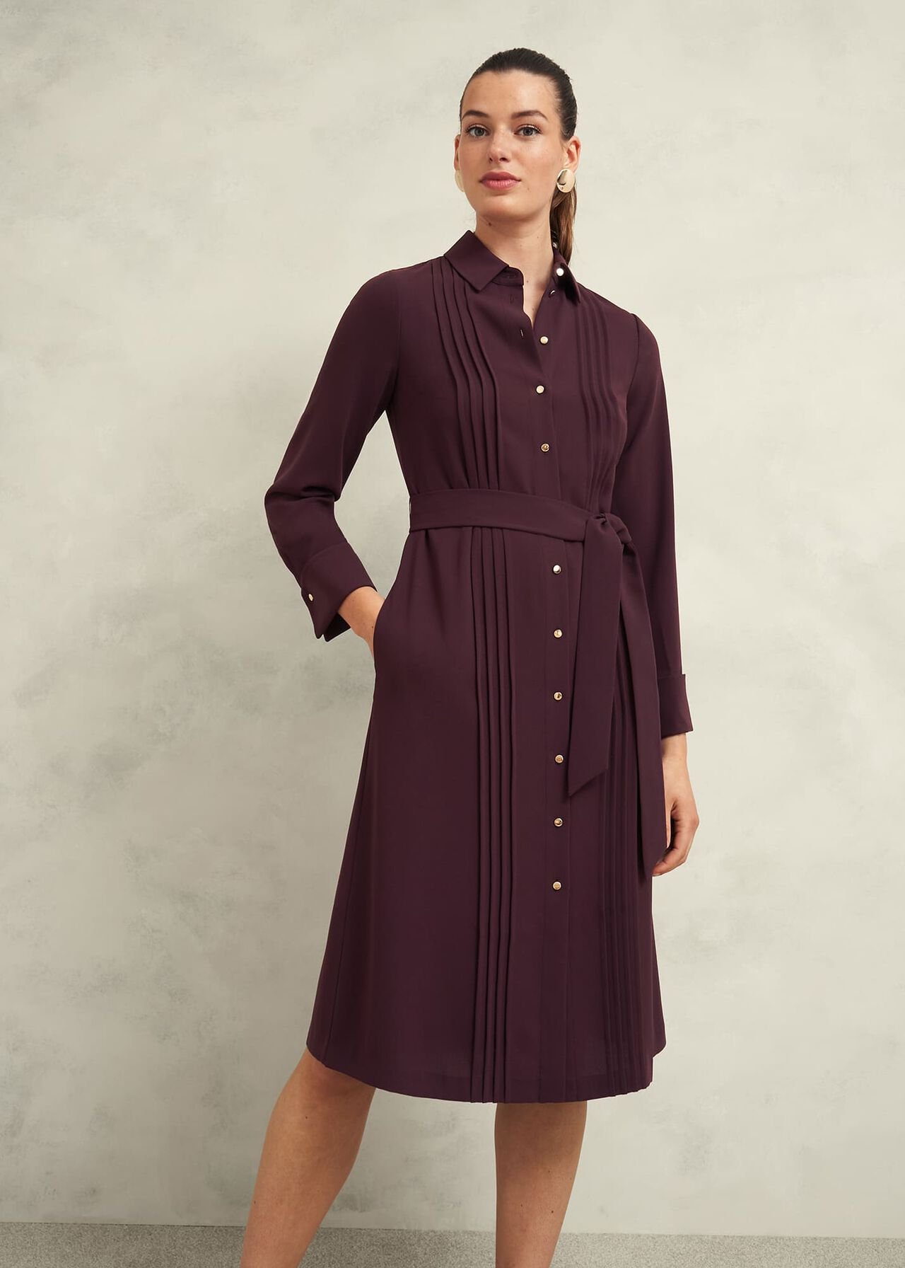 Robyn Shirt Dress, Malbec Purple, hi-res