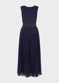 Bridgette Pleated Fit And Flare Dress, Midnight, hi-res