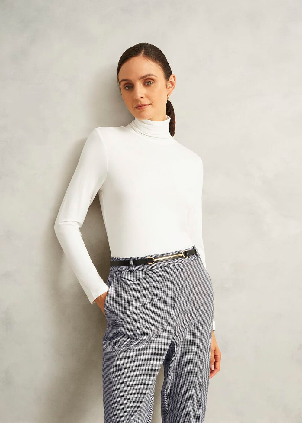 Mischa Roll Neck Top, Hobbs Ivory, hi-res