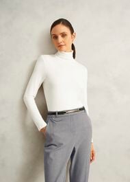 Mischa Roll Neck Top, Hobbs Ivory, hi-res
