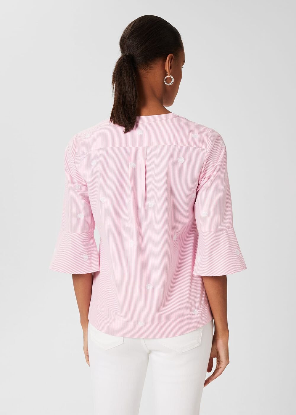 Acacia Embroidered Top , Pink White, hi-res