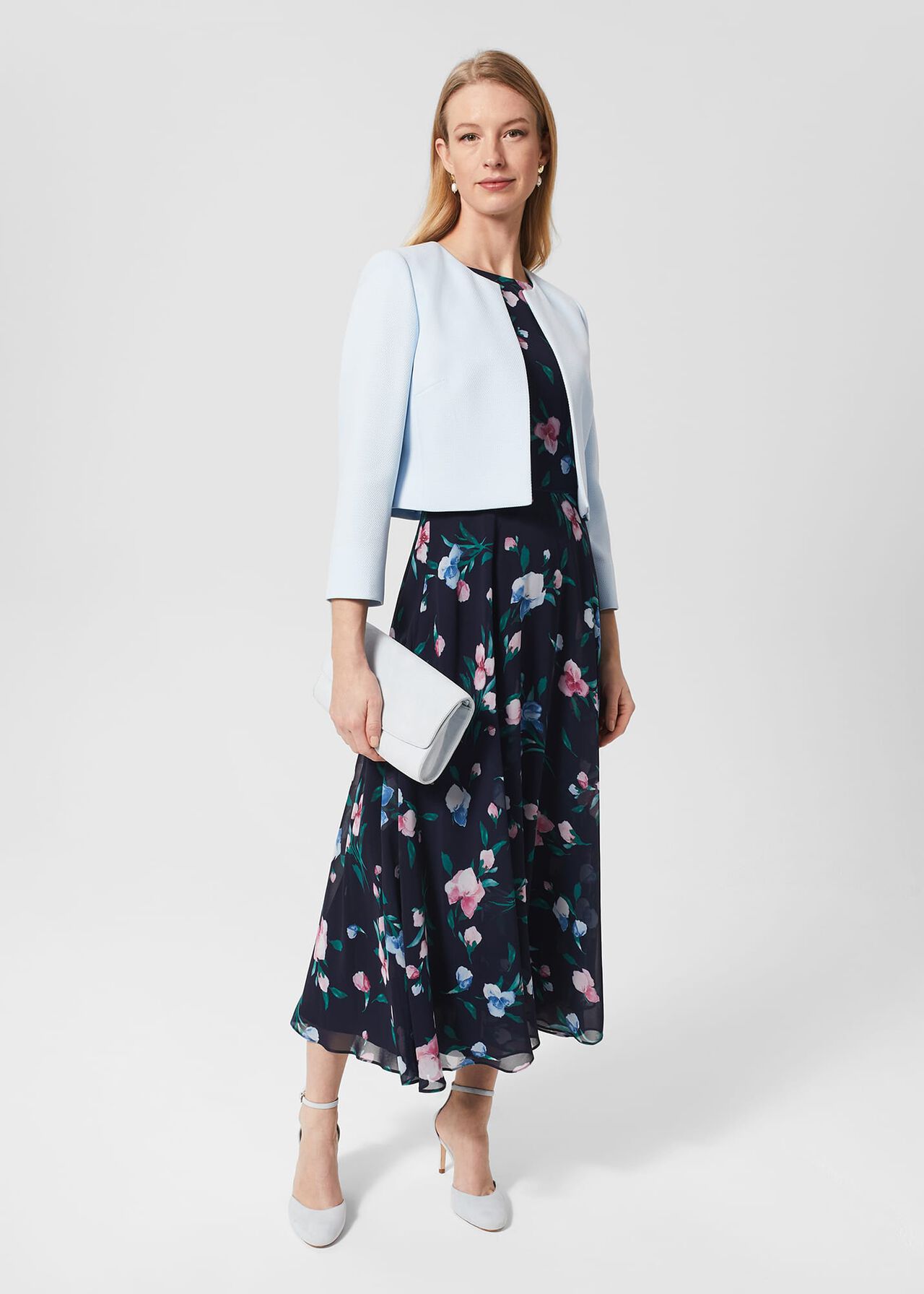 Carly Floral Midi Dress, Navy Multi, hi-res
