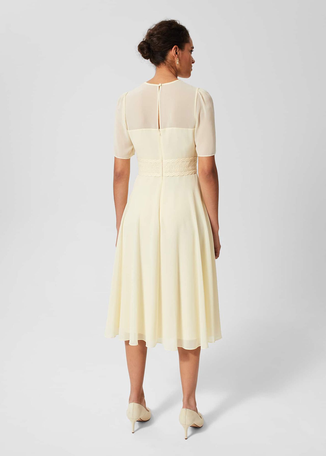 Cressida Fit And Flare Dress, Pale Yellow, hi-res