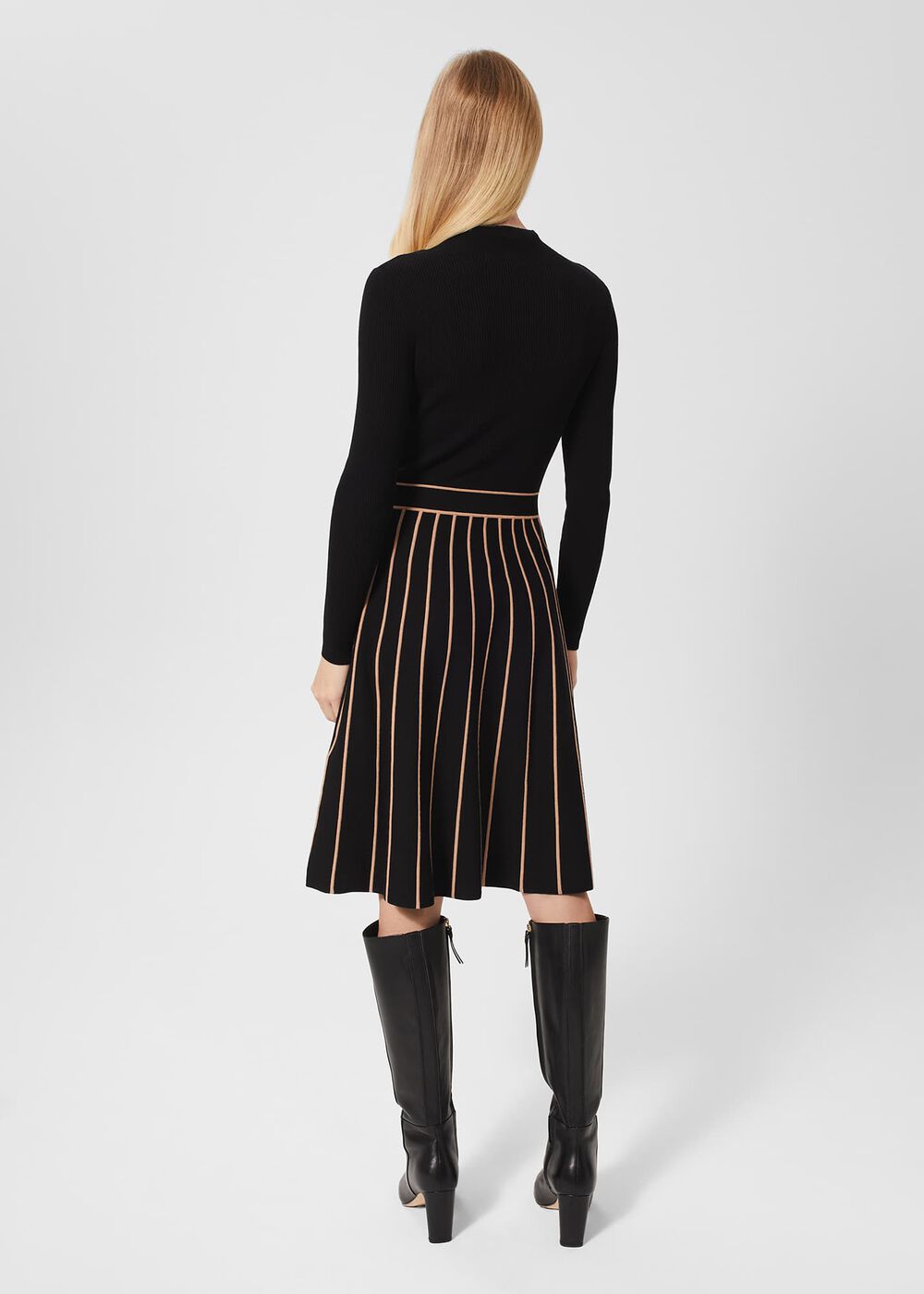 Petite Lena Knitted Dress, Black Stone, hi-res