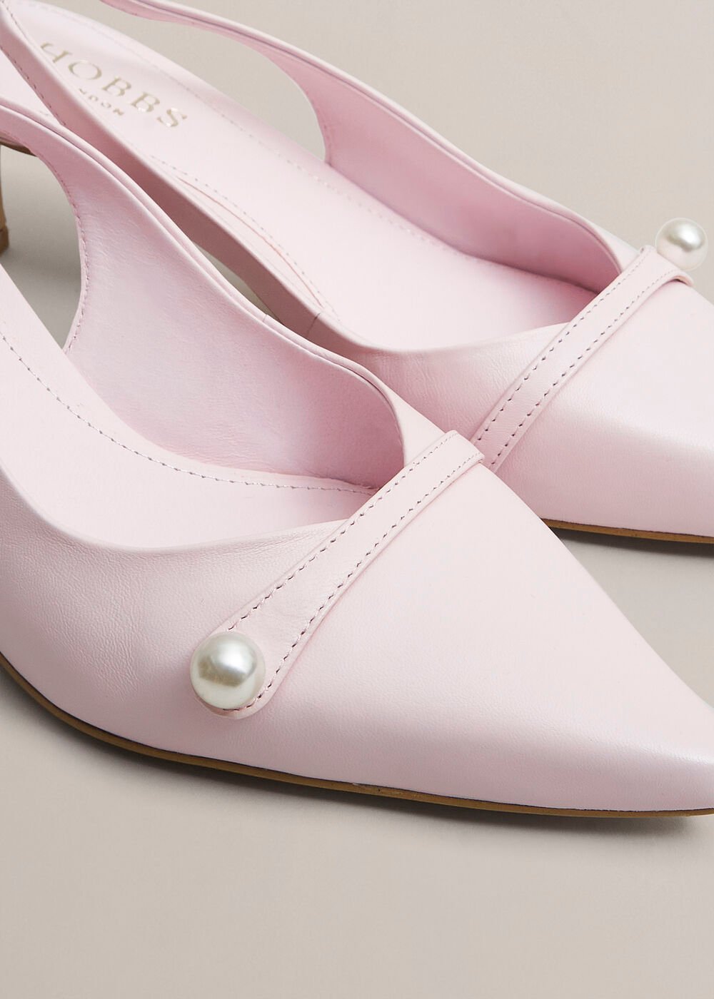 Serena Leather Slingbacks, Pale Pink, hi-res