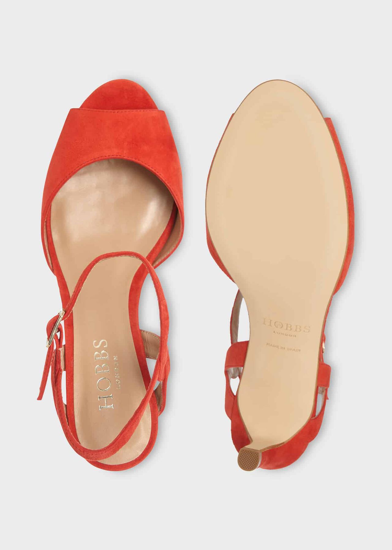 Leia Suede Heeled Sandals, Flame Red, hi-res