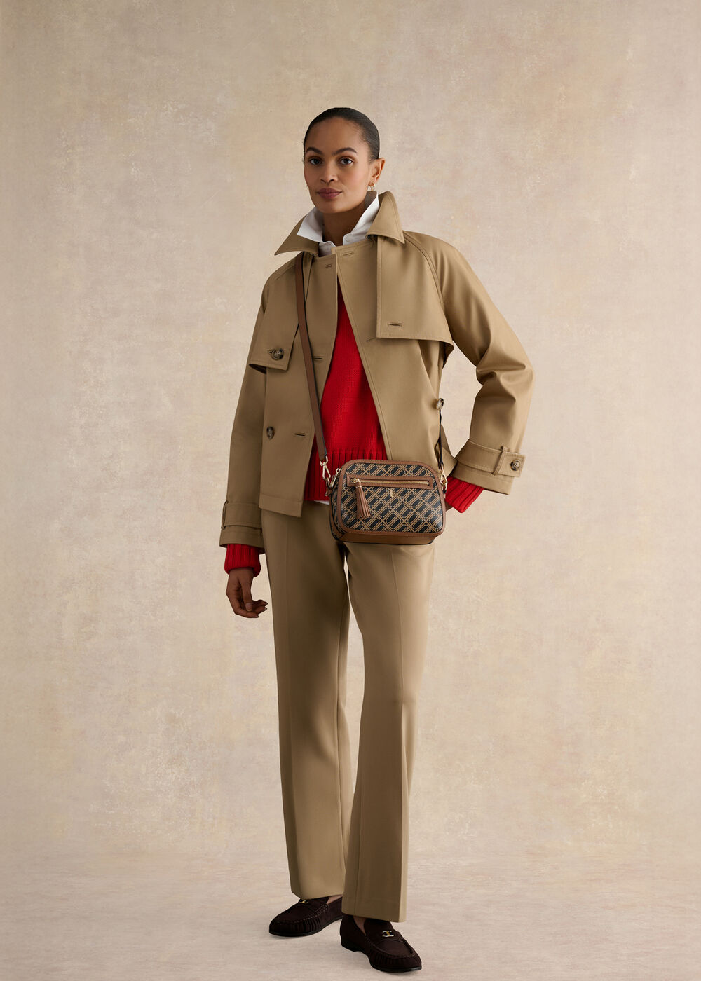 Carlton Leather Canvas Crossbody Bag, Tan Multi, hi-res