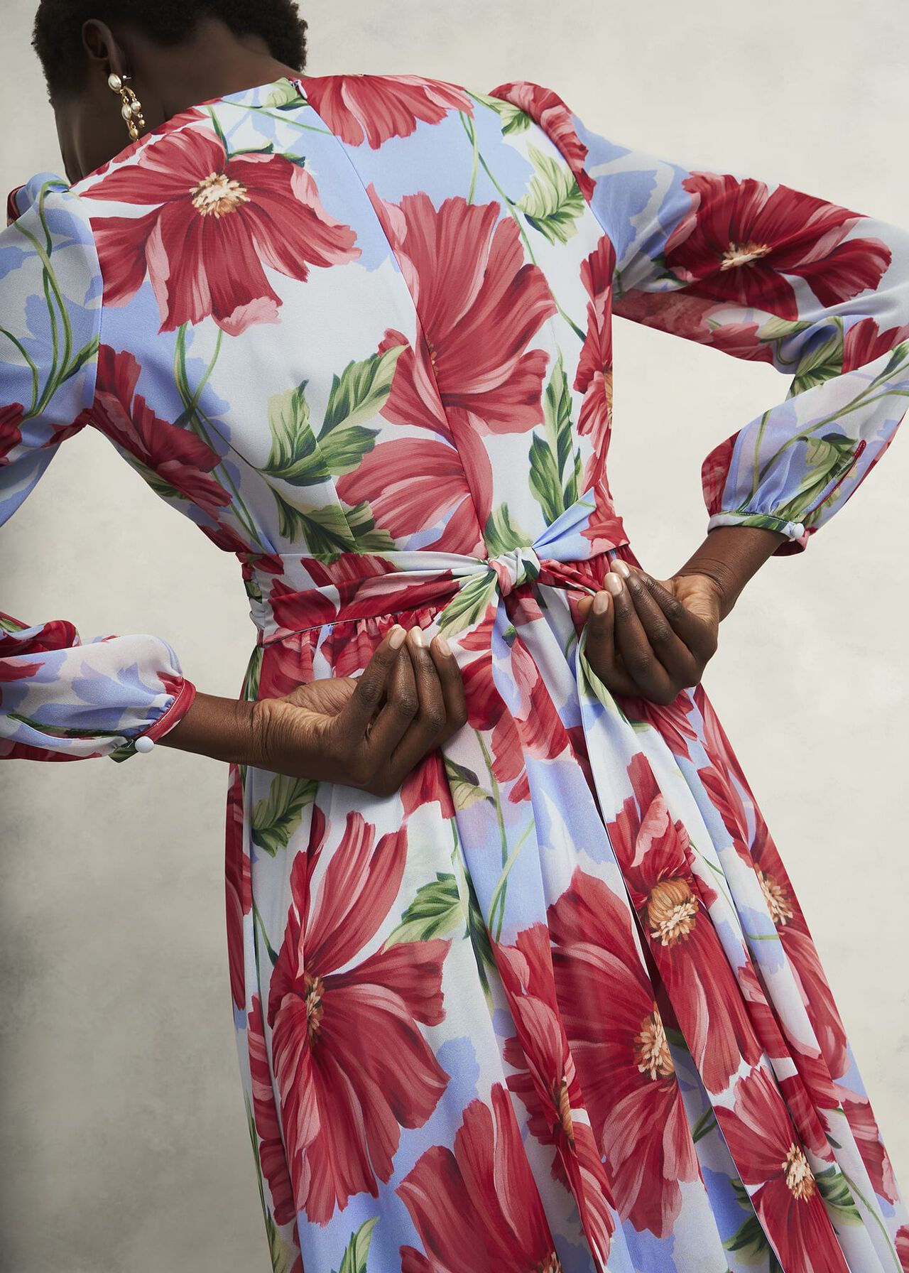 Amelie Twist Detail Dress, Blue Red, hi-res
