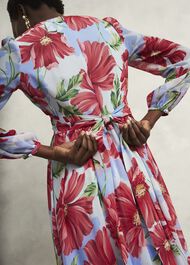 Amelie Twist Detail Dress, Blue Red, hi-res