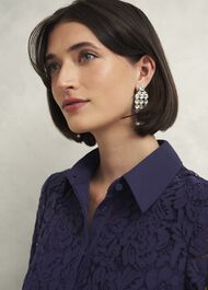 Claire Lace Shirt, Midnight Navy, hi-res