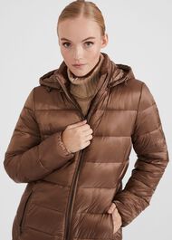 Petite Joelle Hooded Puffer, Mink, hi-res