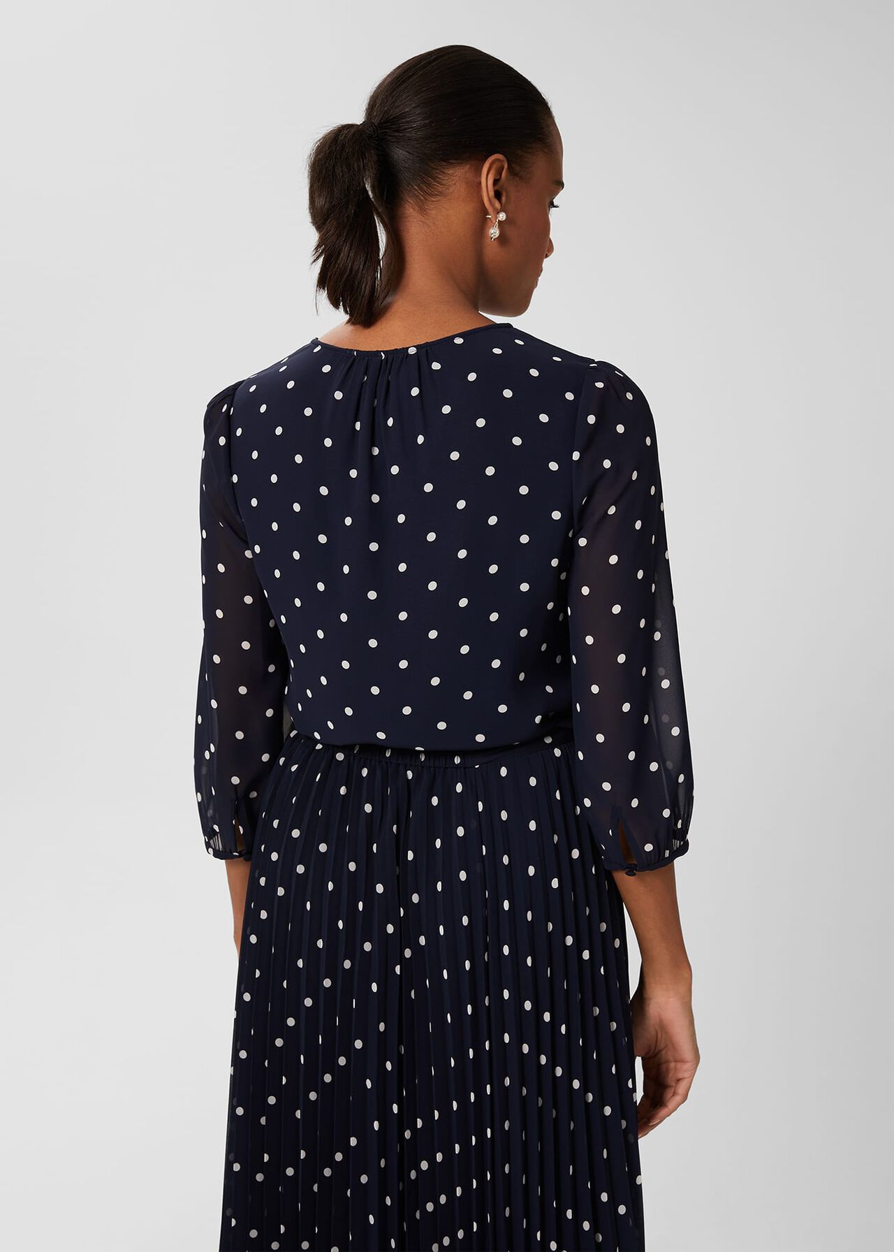 Demi Spot Blouse, Navy Ivory, hi-res