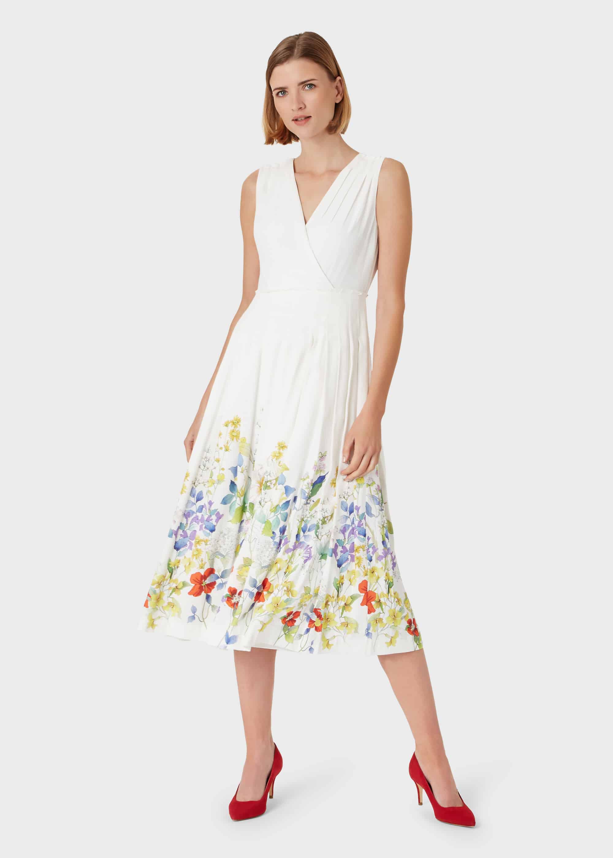 midi white floral dress