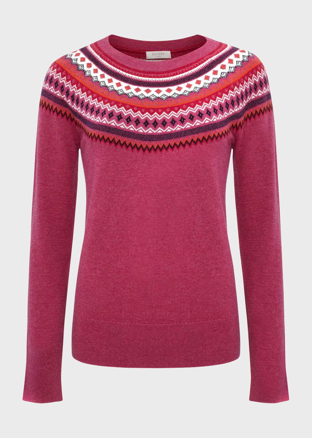 Greta Fairisle Jumper With Cashmere, Pink Multi, hi-res