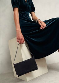 Renata Suede Clutch Bag, Black, hi-res