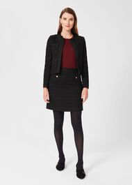 Estella Square Neck Tweed Jacket, Black, hi-res