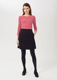 Jordan Cotton Blend A Line Skirt, Navy, hi-res