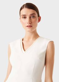 Frida V Neck  Shift Dress, Ivory, hi-res