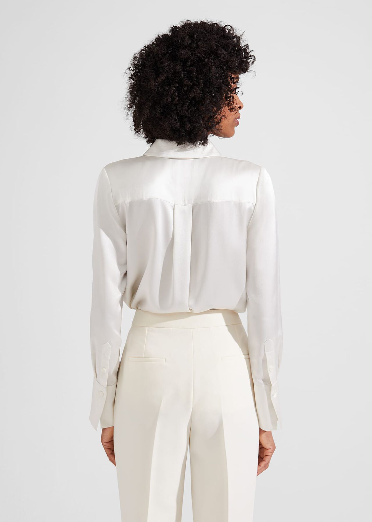 Madeleine Silk Shirt, Ivory, hi-res