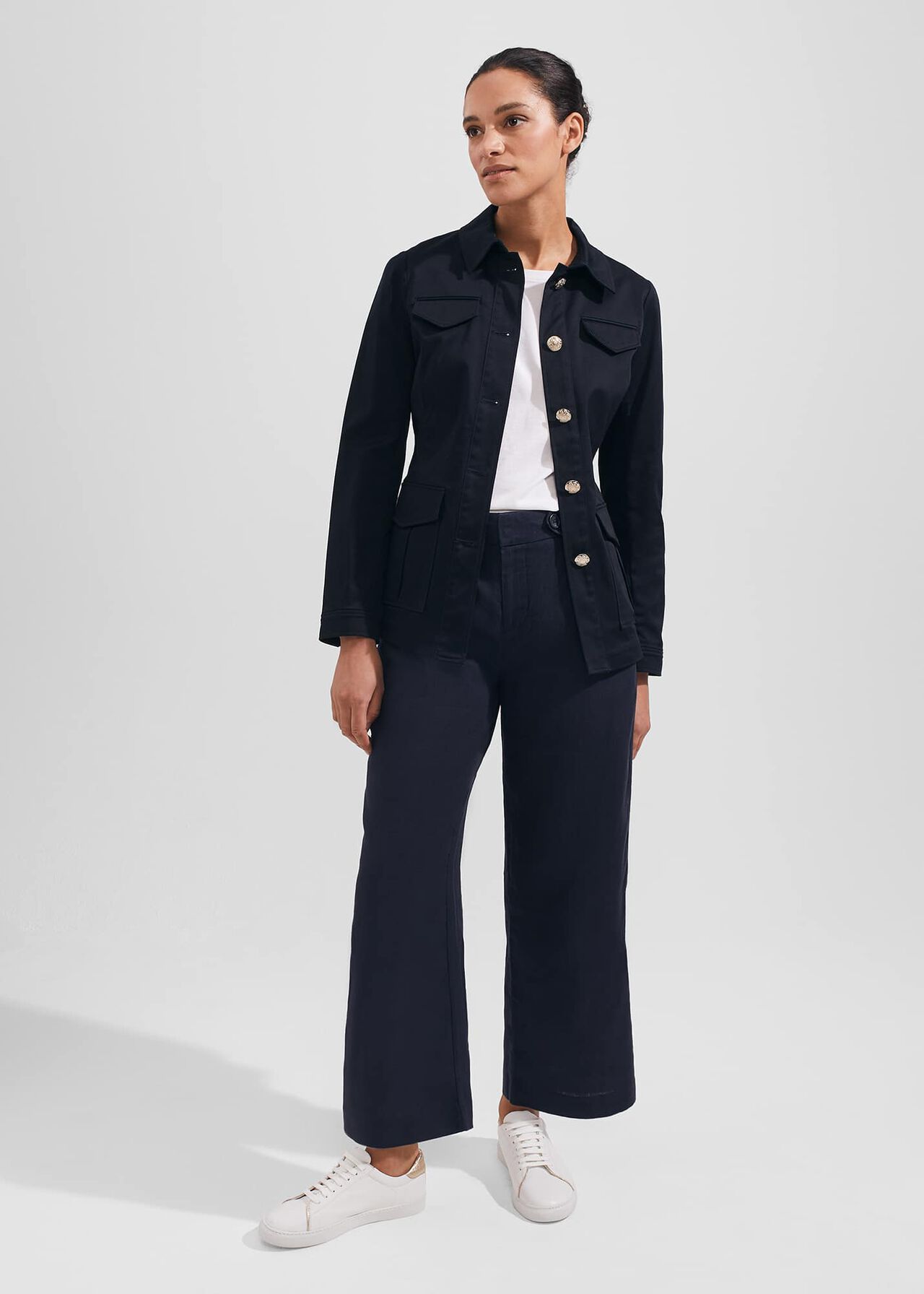 Keighley Crop Trousers, Navy, hi-res