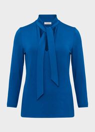 Alba Tie Neck Top, Electric Blue, hi-res