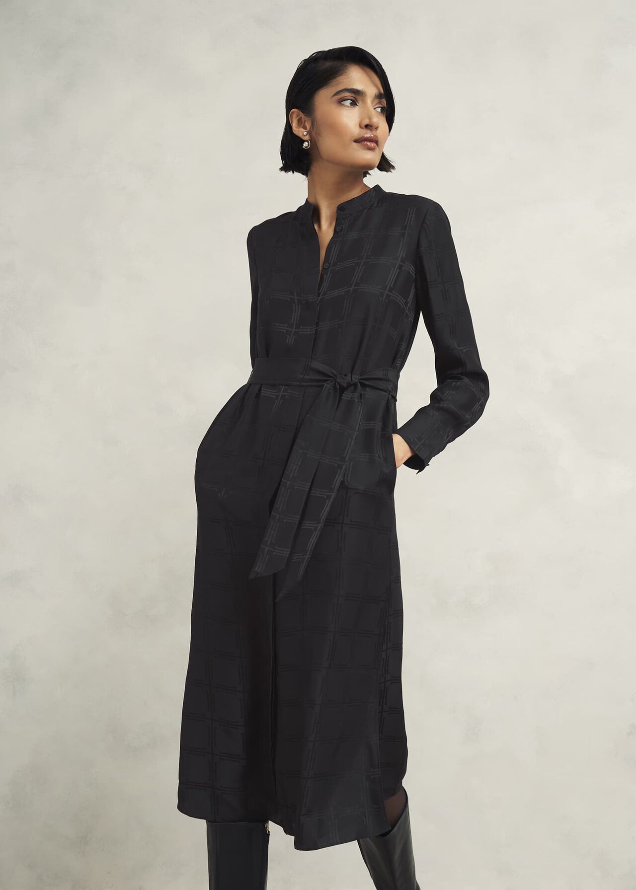 Sloane Silk Dress, Black, hi-res
