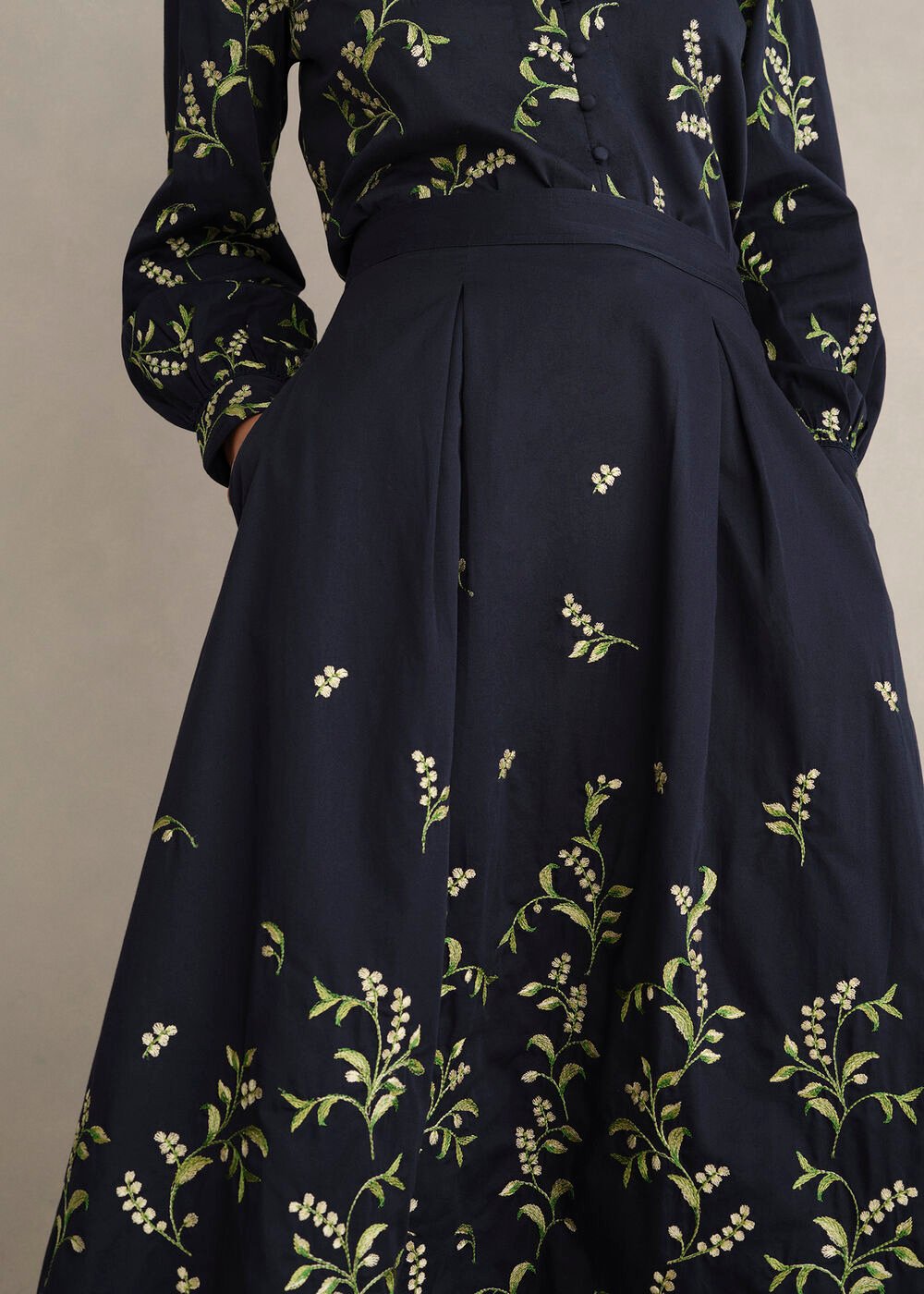Annie Floral Embroidered Skirt, Midnight Multi, hi-res