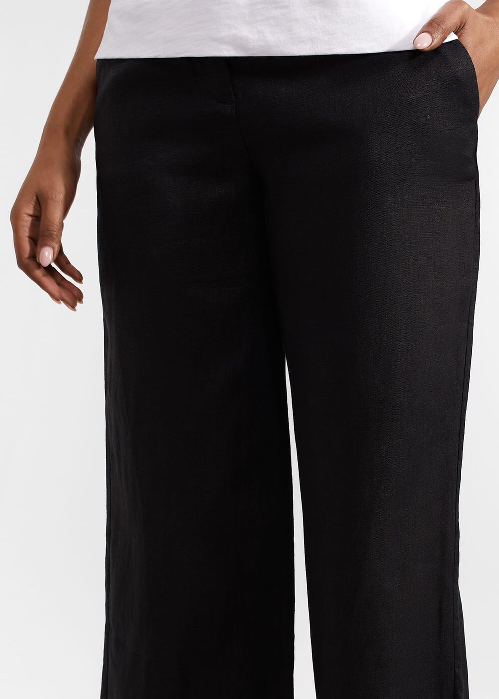 Lynn Linen Pants, Black, hi-res