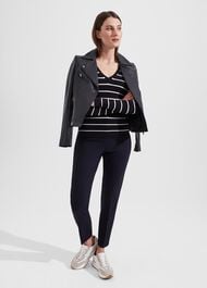Nova Stripe Sweater, Navy Ivory, hi-res