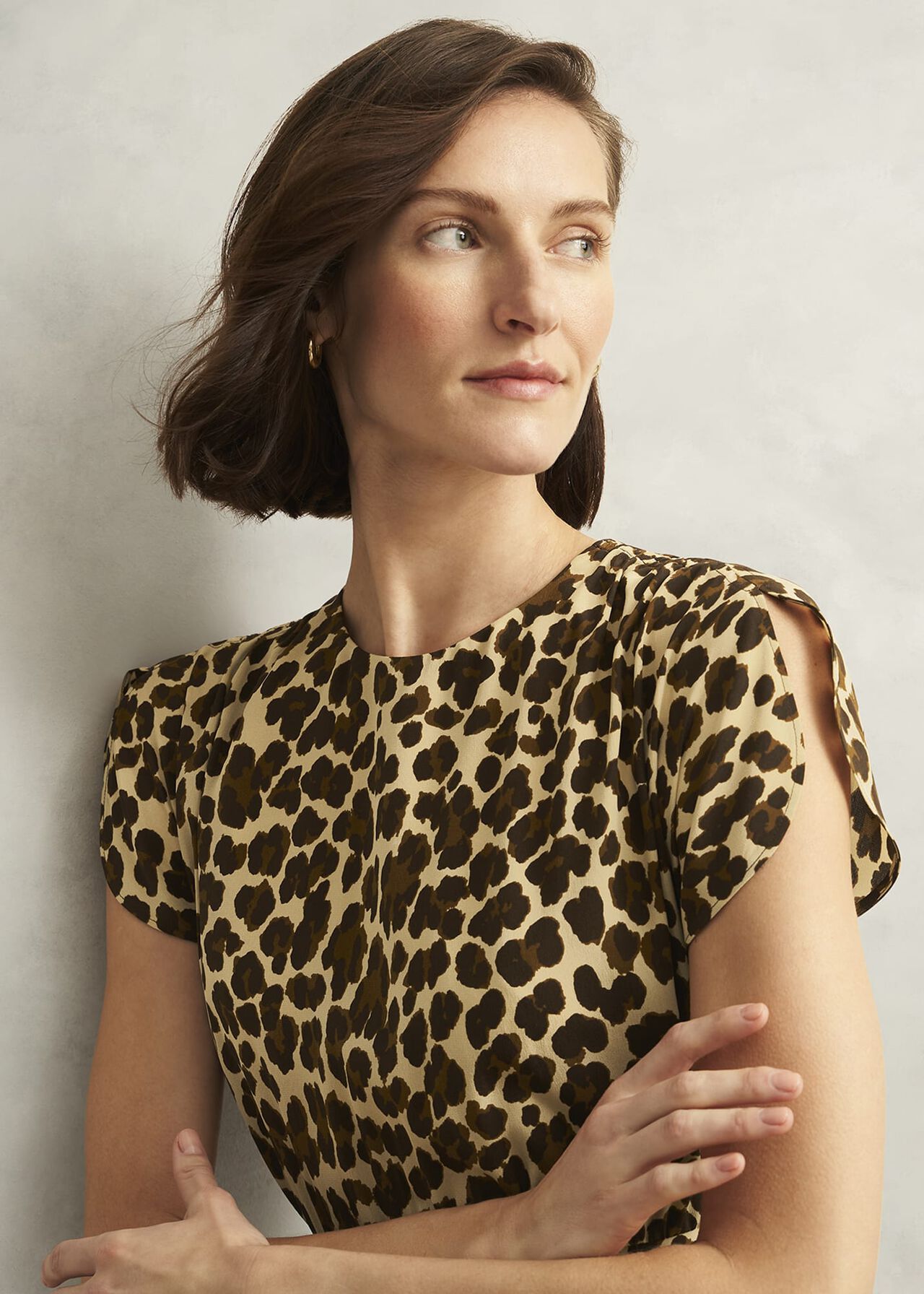 Hampton Leopard Silk Dress, Brown Multi, hi-res