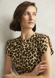 Hampton Leopard Silk Dress, Brown Multi, hi-res