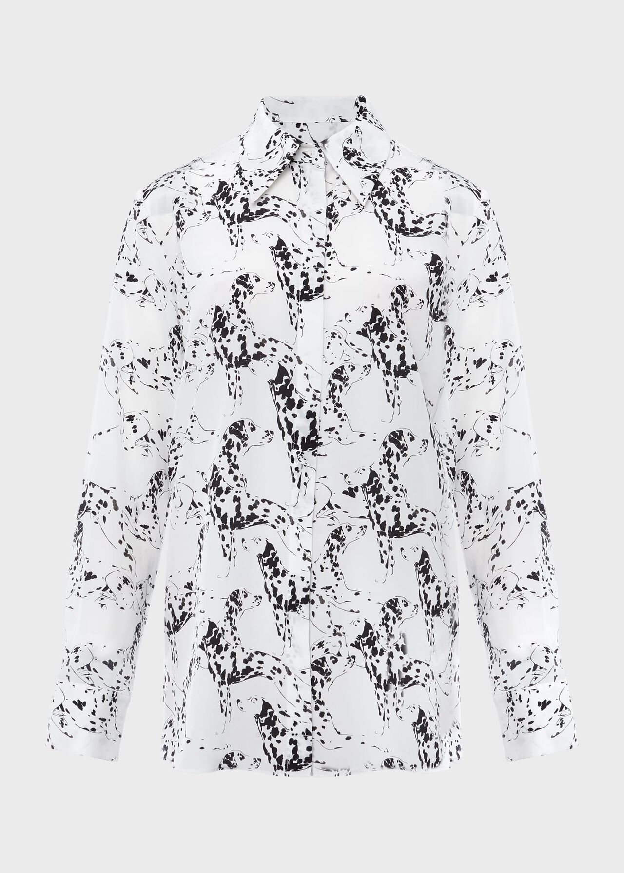 Eva Silk Printed Shirt, Ivory Black, hi-res