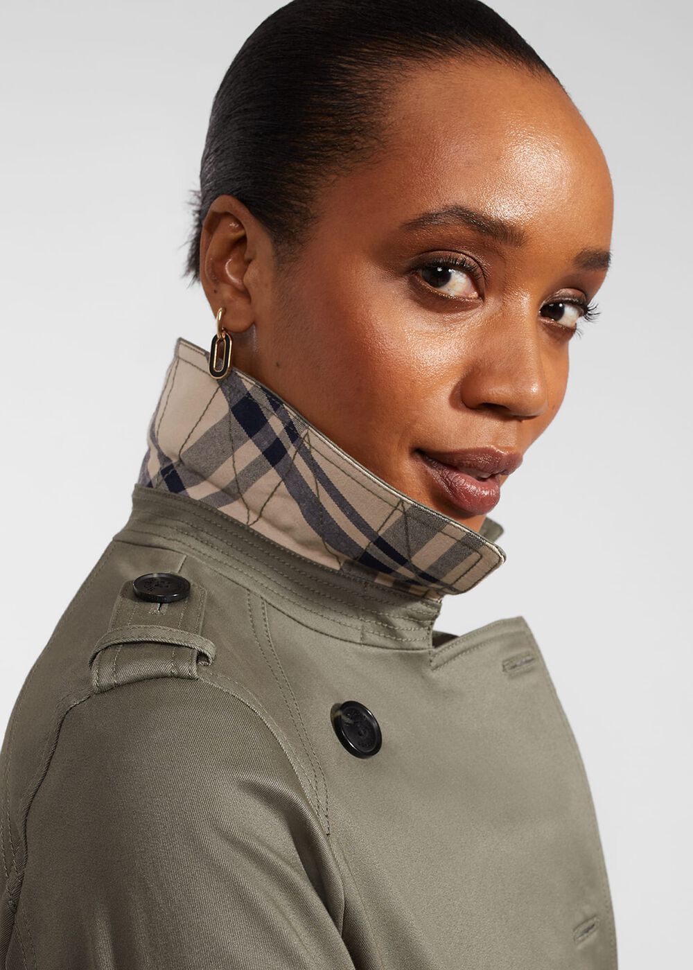 Petite Lisa Shower Resistant Trench Coat, Olive Green, hi-res