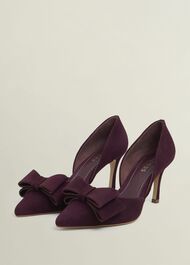 Elva Suede Bow Courts, Onyx Red, hi-res