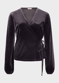 Livvy Velvet Wrap Top, Navy, hi-res
