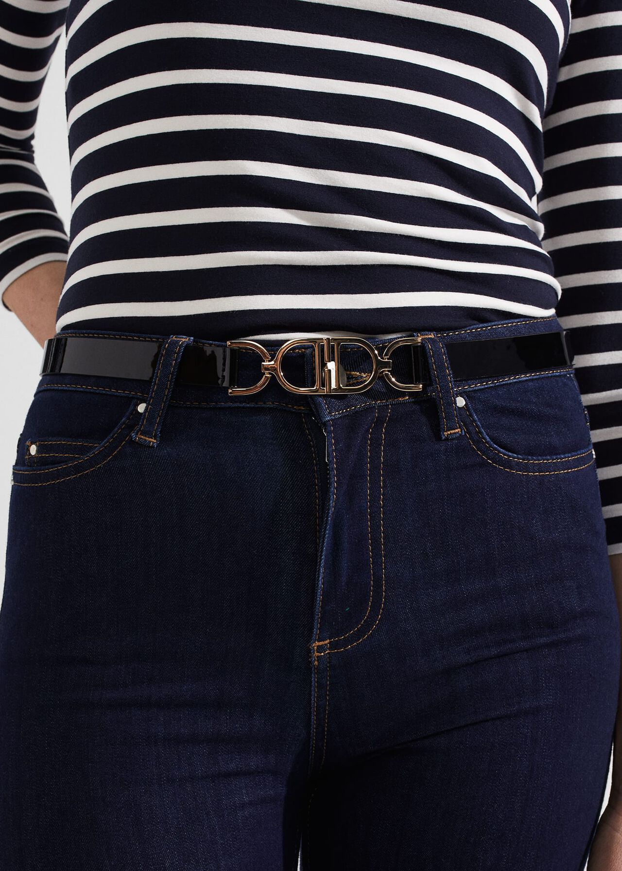 Zenia Skinny Belt, Black, hi-res