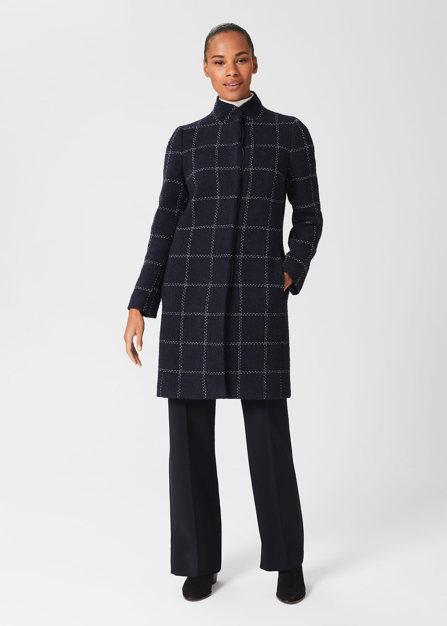 Hobbs checked coat clearance