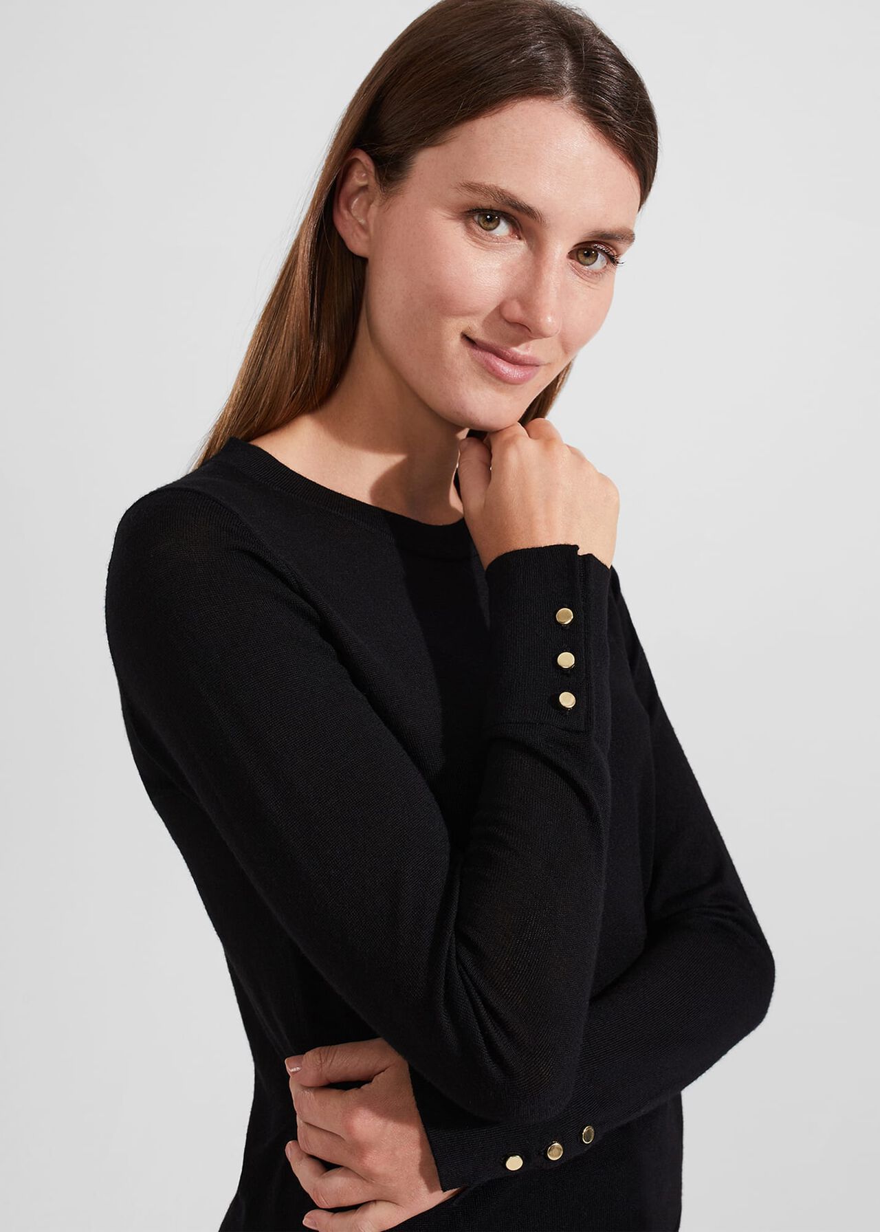 Penny Merino Wool Jumper, Black, hi-res